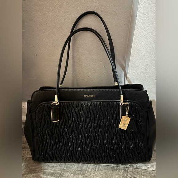 Coach Handbags - Coach Madison Gathered Twisted Black Satchel